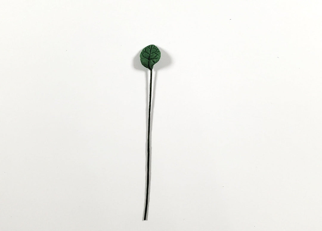 Dollhouse Medium Green Leaves Long Stem Set of 10 1:12 Scale Miniature - MiniatureCrush