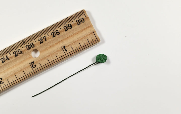 Dollhouse Medium Green Leaves Long Stem Set of 10 1:12 Scale Miniature - MiniatureCrush