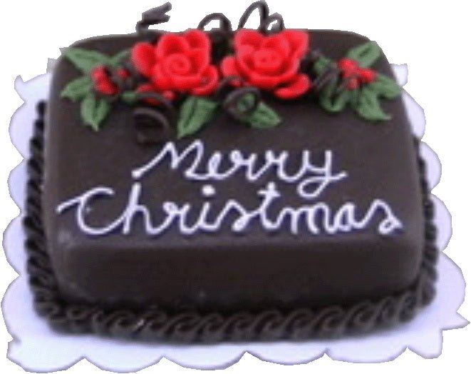 Dollhouse Merry Christmas Rose Sheet Cake 1:12 Scale Miniature Food Bakery - MiniatureCrush
