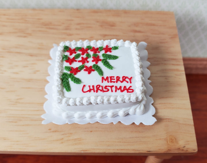 Dollhouse Merry Christmas Sheet Cake 1:12 Scale Miniature Food Bakery - MiniatureCrush