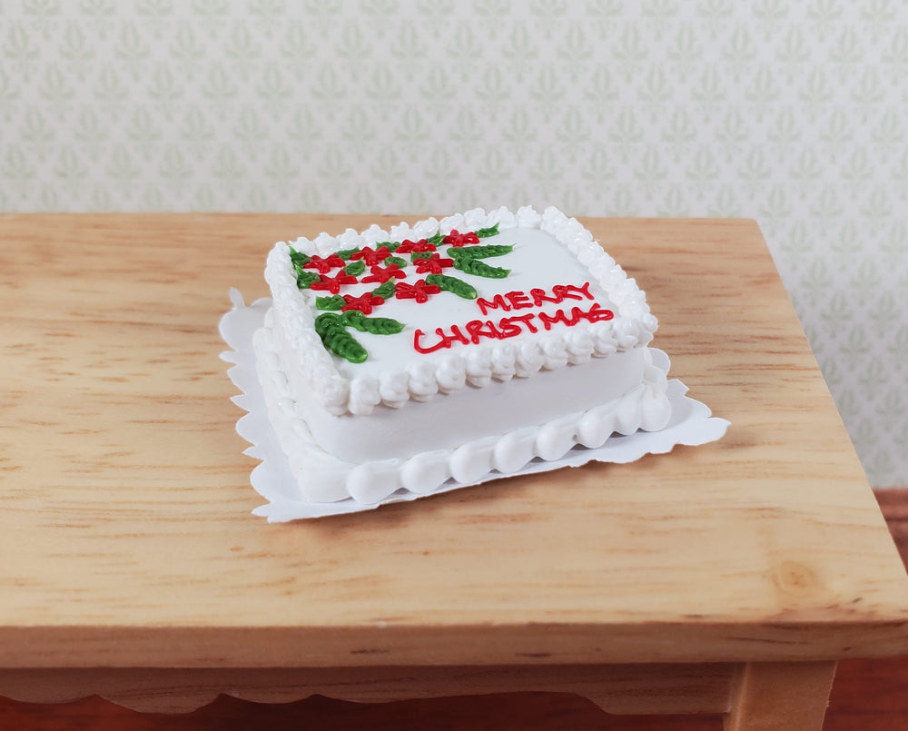 Dollhouse Merry Christmas Sheet Cake 1:12 Scale Miniature Food Bakery - MiniatureCrush