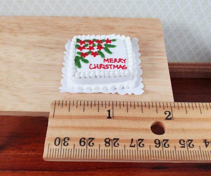 Dollhouse Merry Christmas Sheet Cake 1:12 Scale Miniature Food Bakery - MiniatureCrush