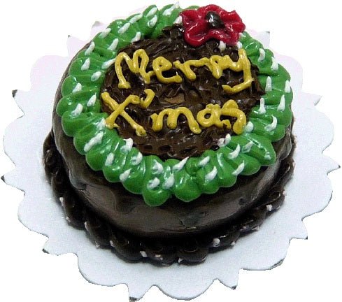 Dollhouse Merry Xmas Cake 1:12 Scale Miniature Dessert Food Kitchen - MiniatureCrush