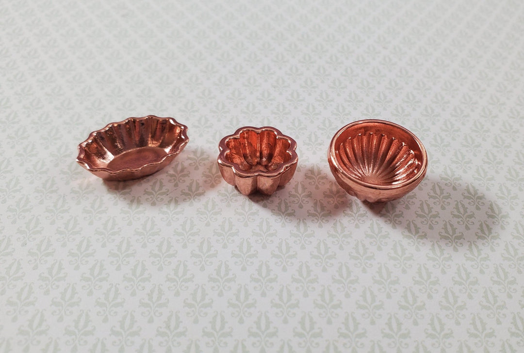 Dollhouse Metal Copper Jelly Molds 1:12 Scale Miniature Kitchen Decor Dishes - Miniature Crush