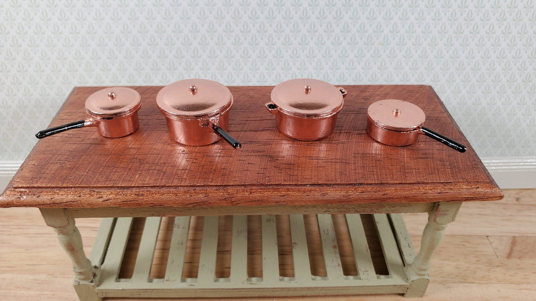 Dollhouse Metal Copper Pots & Pans Removable Lids 1:12 Scale Miniatures - Miniature Crush