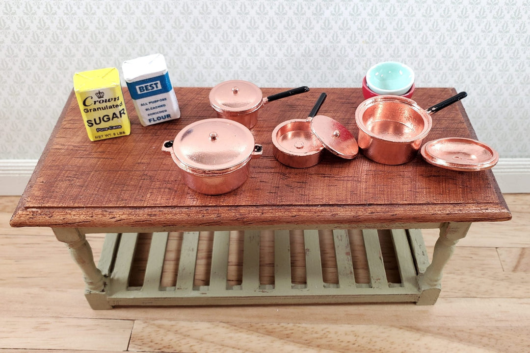 Dollhouse Metal Copper Pots & Pans Removable Lids 1:12 Scale Miniatures - Miniature Crush