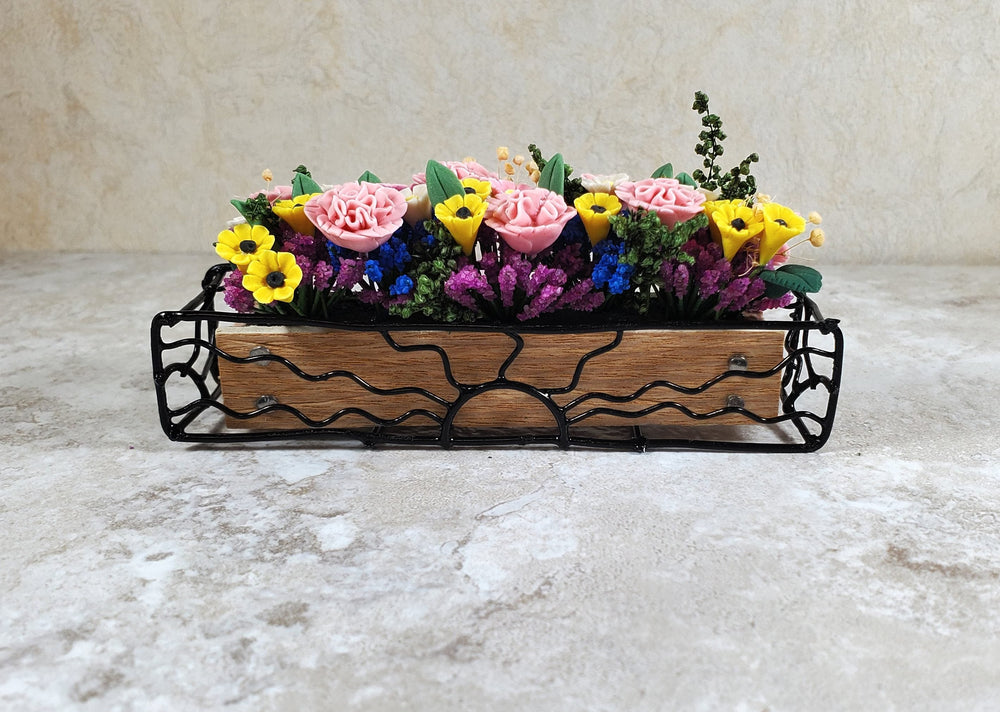 Dollhouse Metal Sunrise Window Box Black Empty 1:12 Scale Miniature - MiniatureCrush