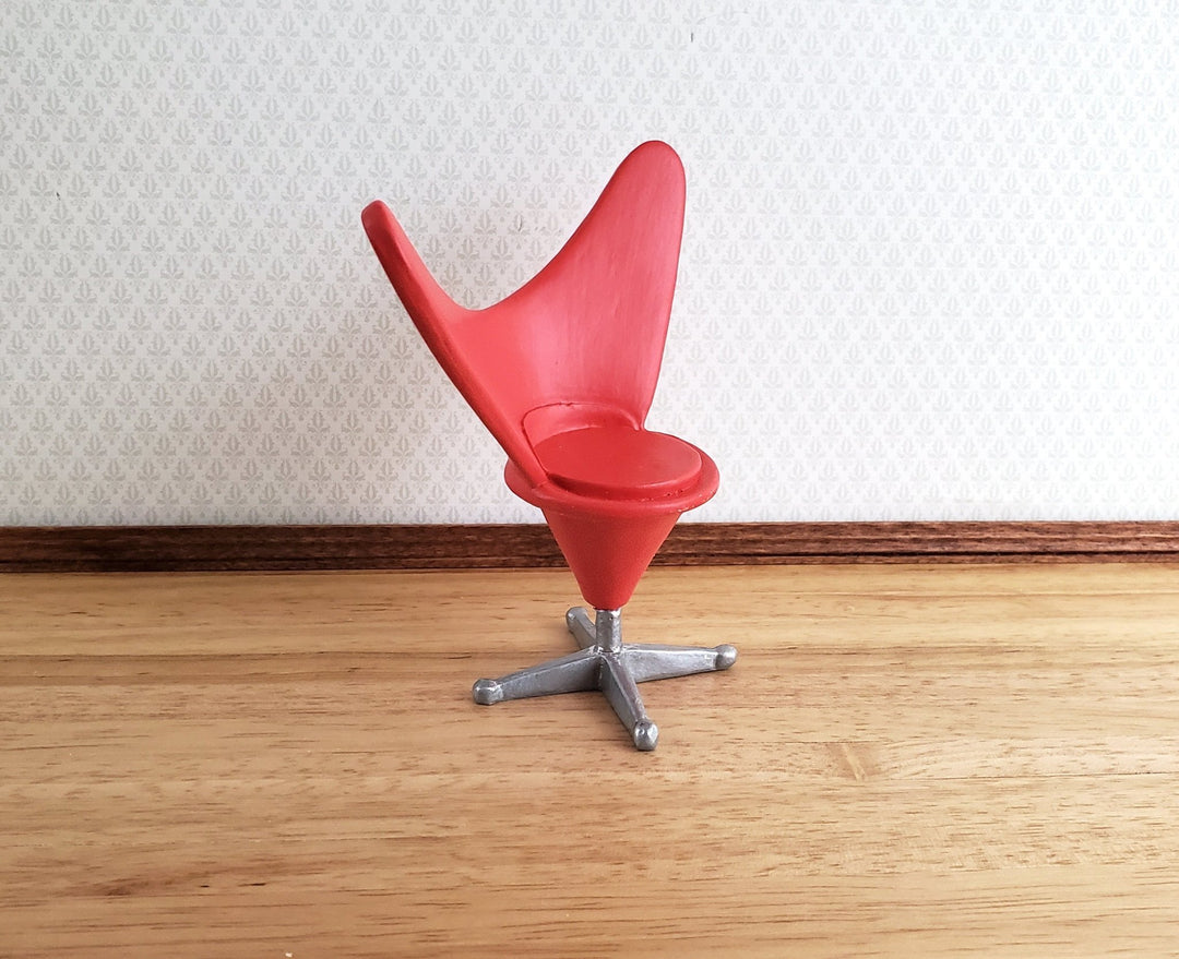 Dollhouse Mid Century Modern Heart Cone Chair Panton Red 1:12 Scale Miniature - Miniature Crush