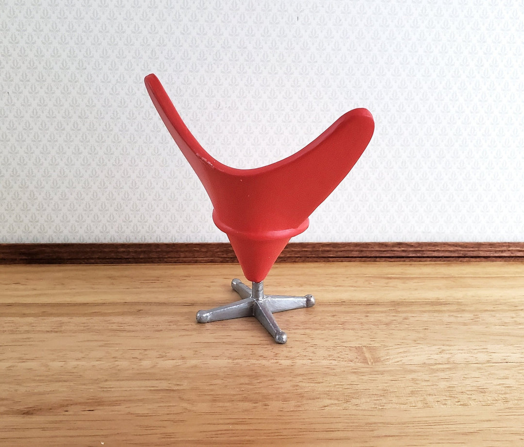 Dollhouse Mid Century Modern Heart Cone Chair Panton Red 1:12 Scale Miniature - Miniature Crush