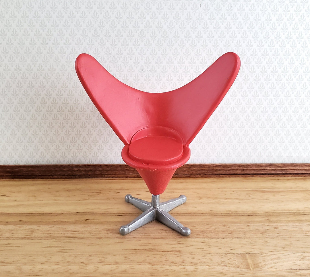 Dollhouse Mid Century Modern Heart Cone Chair Panton Red 1:12 Scale Miniature - Miniature Crush