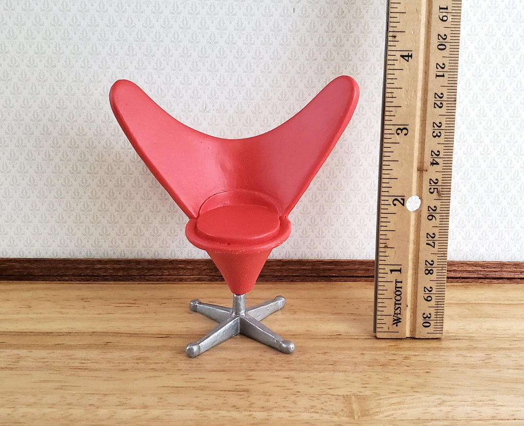 Dollhouse Mid Century Modern Heart Cone Chair Panton Red 1:12 Scale Miniature - Miniature Crush