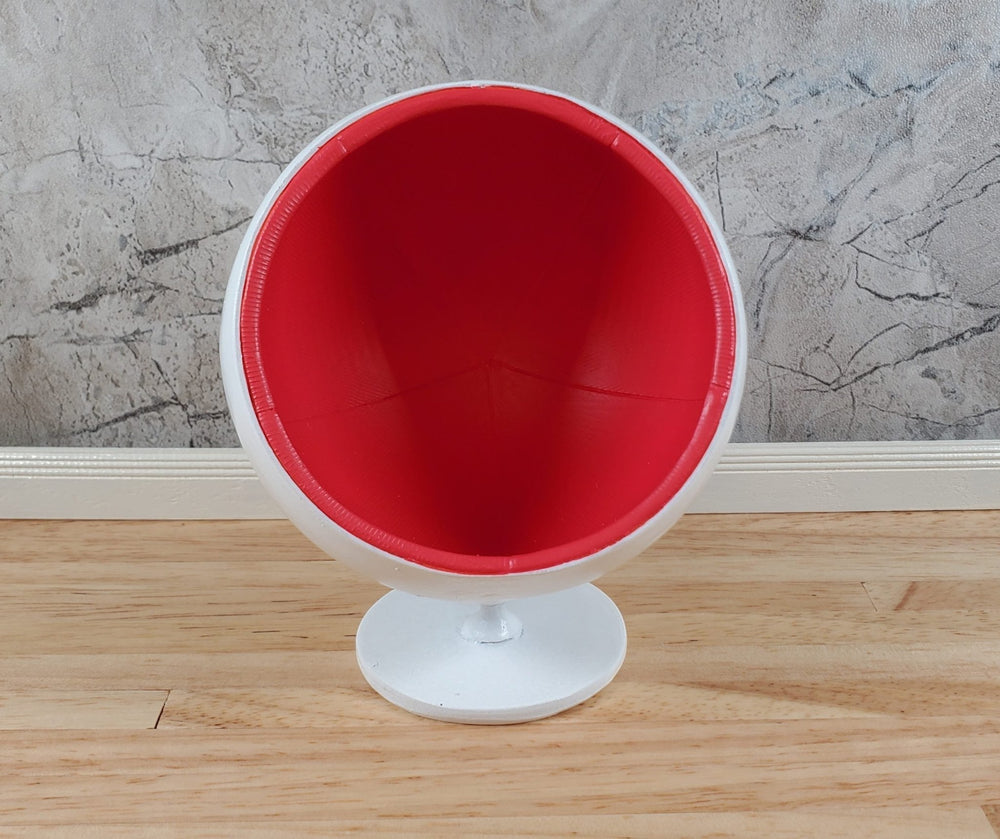 Dollhouse Mid Century Modern Red Ball Chair Early 60s 1:12 Scale Miniature - Miniature Crush