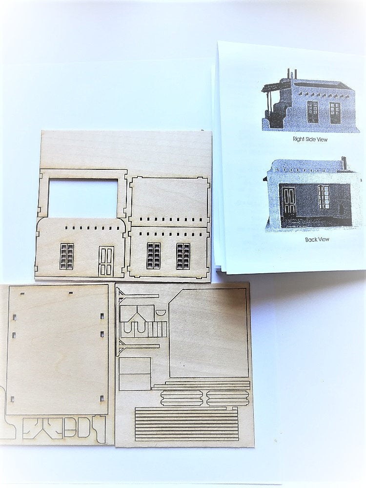 Dollhouse Miniature 1:144 Scale Adobe South West Patio Home Kit by Laser Tech Wood - Miniature Crush