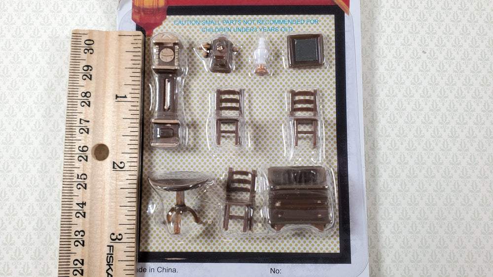 Dollhouse Miniature 1:48 Quarter Scale Furniture Table Chairs Grandfather Clock - Miniature Crush