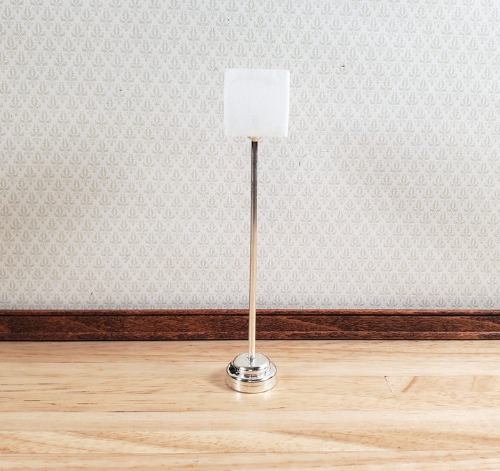 Dollhouse Miniature Battery Light Modern Floor Lamp Silver 1:12 Scale - MiniatureCrush
