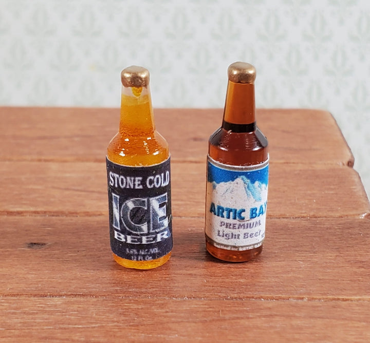 Dollhouse Miniature Beer Bottles x2 Tiny Bottles 1:12 Scale Drinks - Miniature Crush