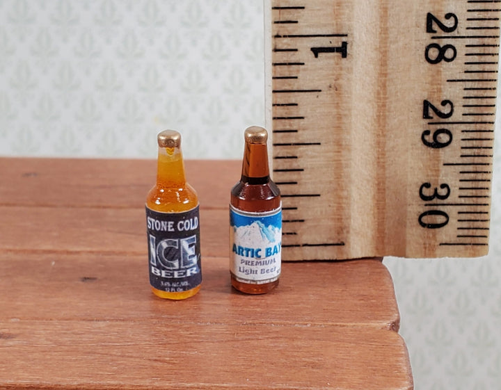 Dollhouse Miniature Beer Bottles x2 Tiny Bottles 1:12 Scale Drinks - Miniature Crush