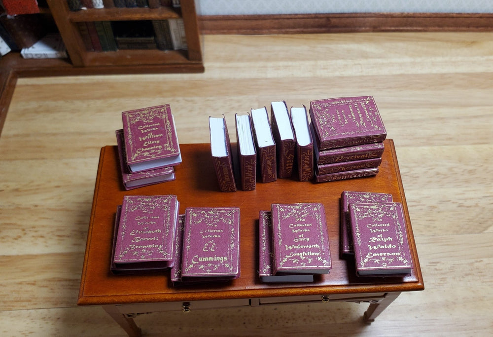 Dollhouse Miniature Book Set x20 Great Poets 1:12 Scale Books (blank inside) - MiniatureCrush