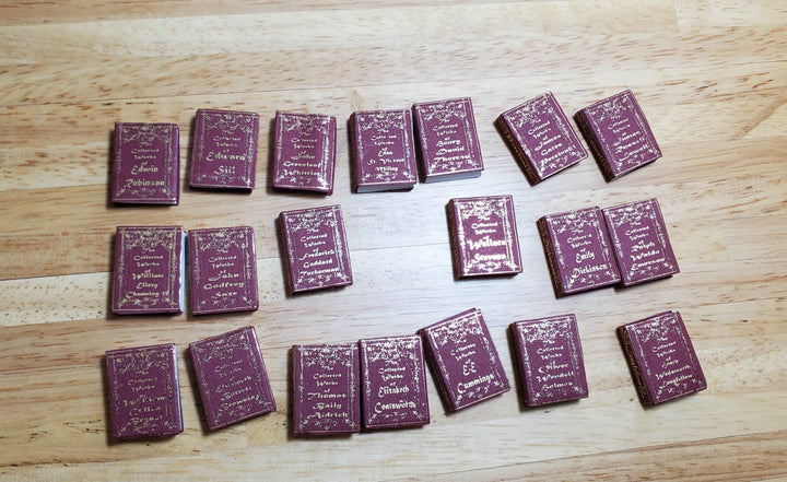 Dollhouse Miniature Book Set x20 Great Poets 1:12 Scale Books (blank inside) - MiniatureCrush