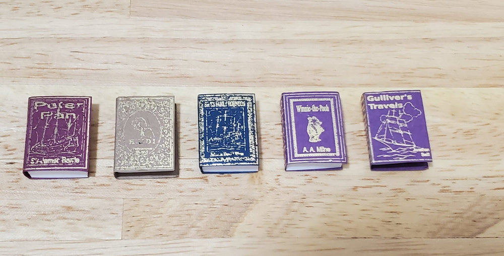 Dollhouse Miniature Book Set x5 Children's Classics 1 1:12 Scale (blank inside) - MiniatureCrush