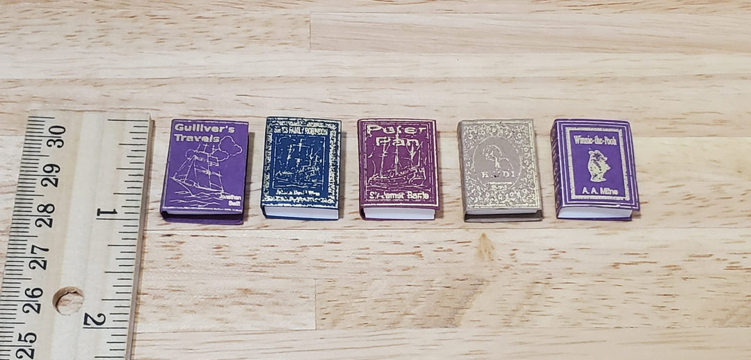 Dollhouse Miniature Book Set x5 Children's Classics 1 1:12 Scale (blank inside) - MiniatureCrush
