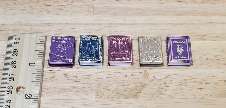 Dollhouse Miniature Book Set x5 Children's Classics 1 1:12 Scale (blank inside) - MiniatureCrush