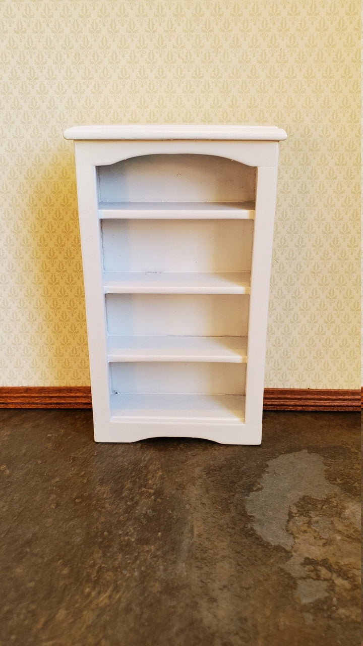 Dollhouse Miniature Bookcase Small White Wood 1:12 Scale 4 5/8" - Miniature Crush