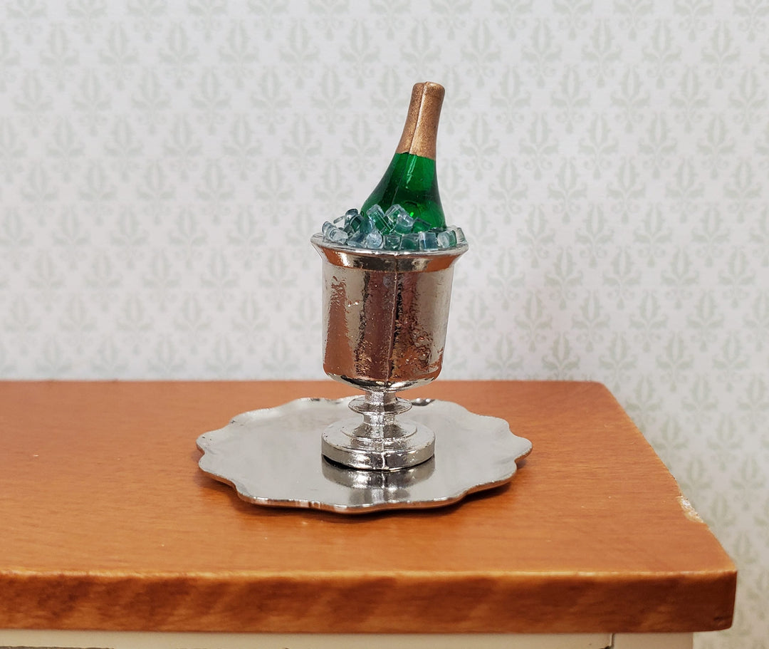 Dollhouse Miniature Champagne on Ice with Silver Tray1:12 Scale Drinks - MiniatureCrush