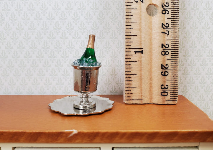 Dollhouse Miniature Champagne on Ice with Silver Tray1:12 Scale Drinks - MiniatureCrush