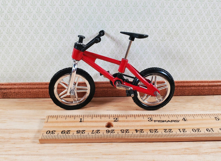 Dollhouse Miniature Child's Bike Bicycle Red & Black 1:12 Scale Moveable - MiniatureCrush