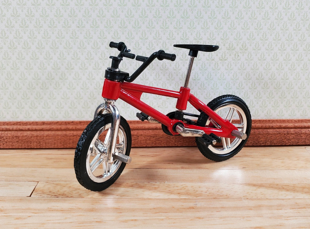 Dollhouse Miniature Child's Bike Bicycle Red & Black 1:12 Scale Moveable - MiniatureCrush