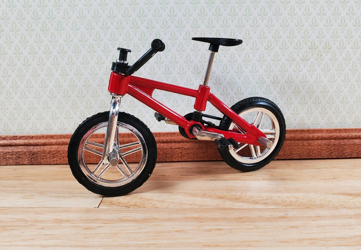 Dollhouse Miniature Child's Bike Bicycle Red & Black 1:12 Scale Moveable - MiniatureCrush