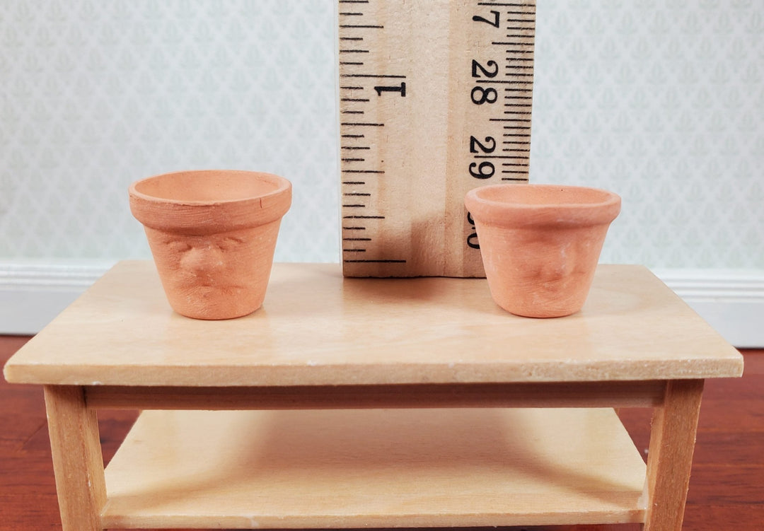 Dollhouse Miniature Clay Pots with Faces Garden Planters Set of 2 1:12 Scale - MiniatureCrush