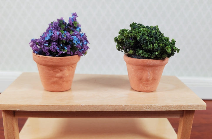 Dollhouse Miniature Clay Pots with Faces Garden Planters Set of 2 1:12 Scale - MiniatureCrush