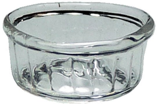 Dollhouse Miniature Clear Glass Ribbed Souffle Bowl 1:12 Scale Miniature - MiniatureCrush