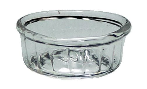 Dollhouse Miniature Clear Glass Ribbed Souffle Dish Small 1:12 Scale Miniature - MiniatureCrush