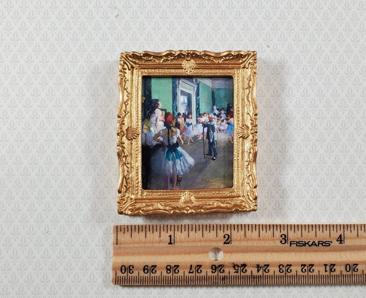 Dollhouse Miniature Degas The Dance Class Framed Print 1:12 Scale Large Gold Frame Handmade - MiniatureCrush