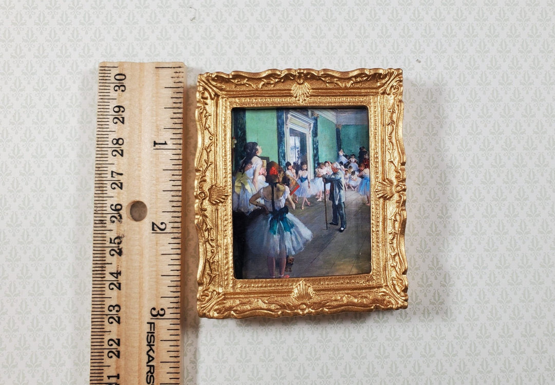 Dollhouse Miniature Degas The Dance Class Framed Print 1:12 Scale Large Gold Frame Handmade - MiniatureCrush