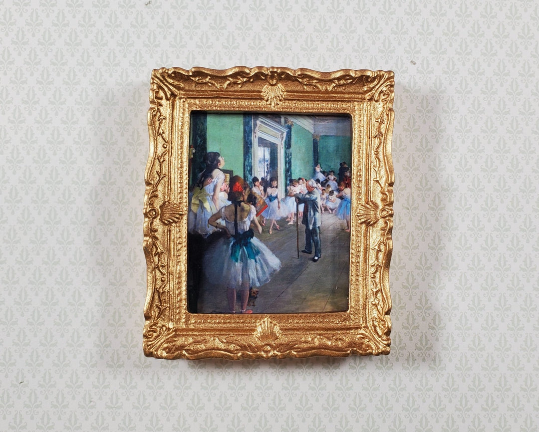 Dollhouse Miniature Degas The Dance Class Framed Print 1:12 Scale Large Gold Frame Handmade - MiniatureCrush