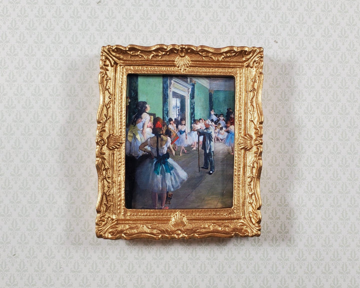 Dollhouse Miniature Degas The Dance Class Framed Print 1:12 Scale Large Gold Frame Handmade - MiniatureCrush