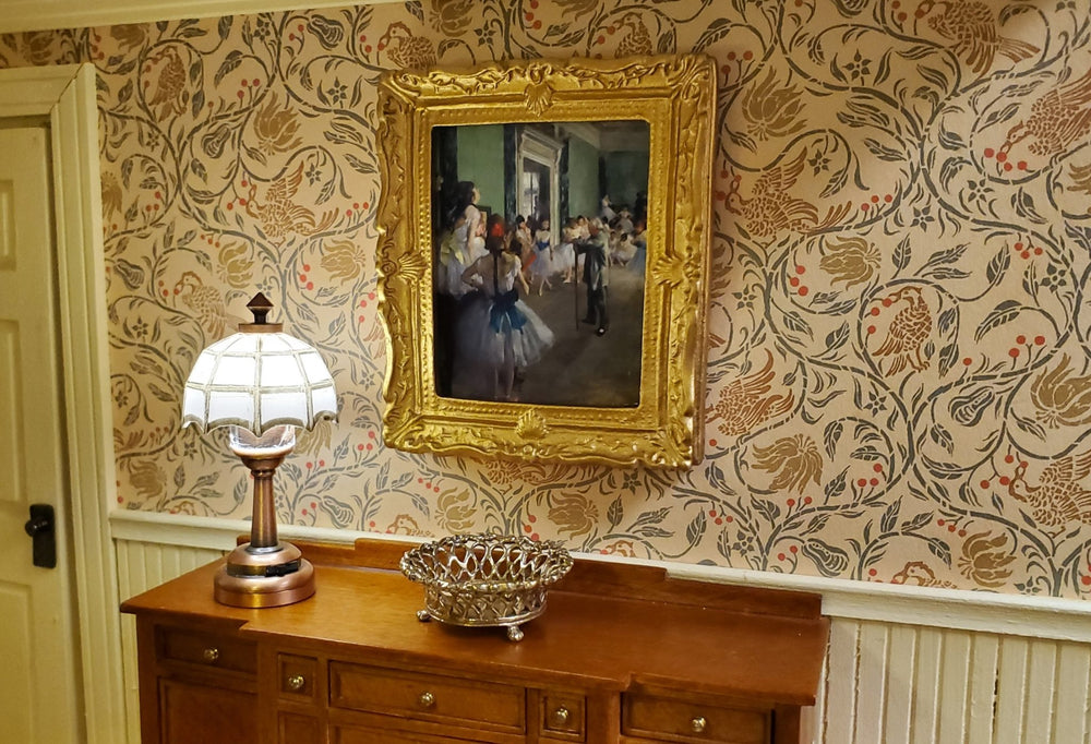 Dollhouse Miniature Degas The Dance Class Framed Print 1:12 Scale Large Gold Frame Handmade - MiniatureCrush