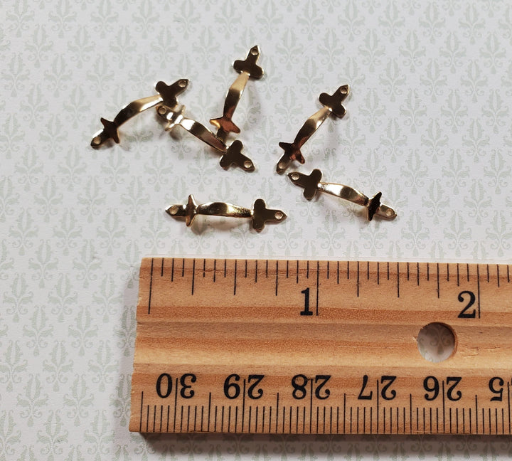 Dollhouse Miniature Drawer Pulls or Door Handles x6 Gold Brass 1:12 Scale - MiniatureCrush