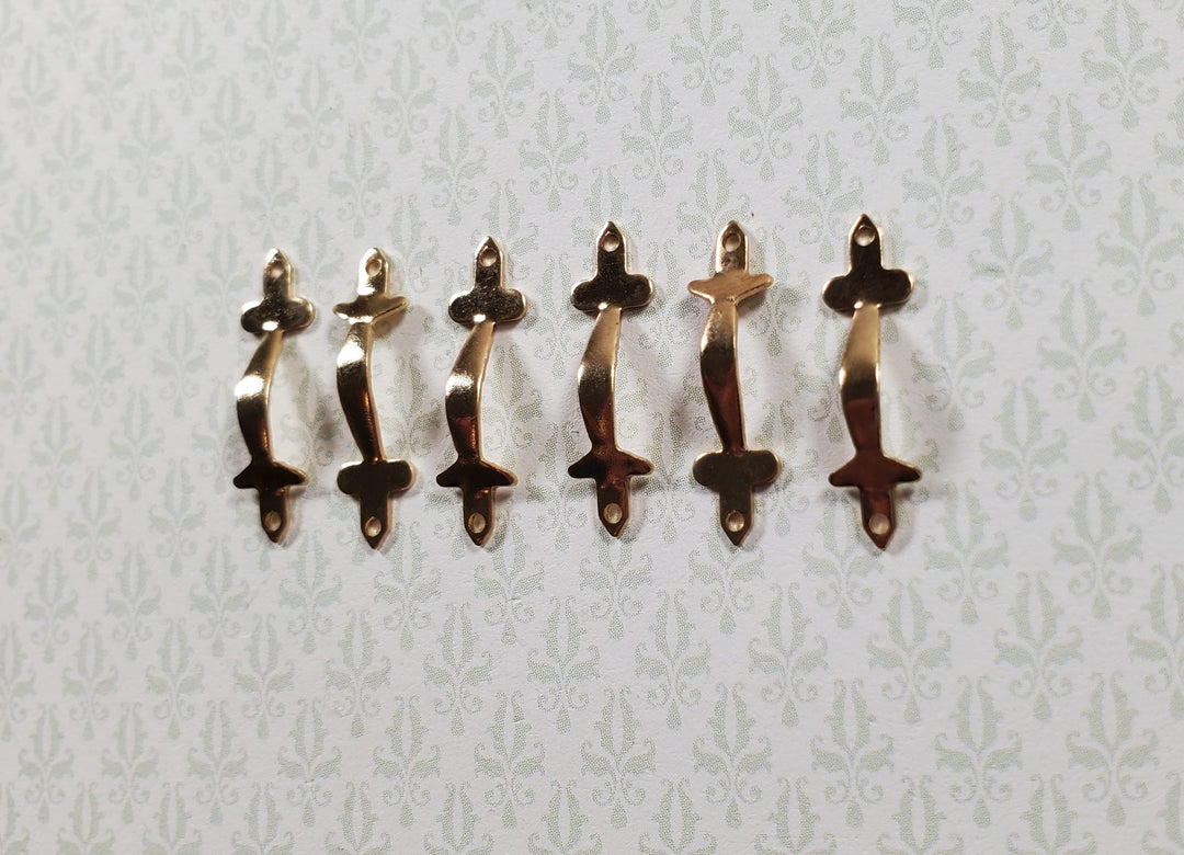 Dollhouse Miniature Drawer Pulls or Door Handles x6 Gold Brass 1:12 Scale - MiniatureCrush