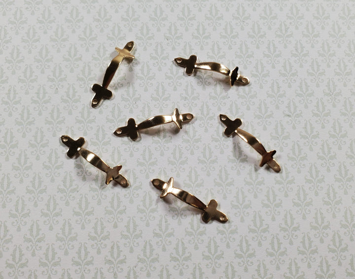 Dollhouse Miniature Drawer Pulls or Door Handles x6 Gold Brass 1:12 Scale - MiniatureCrush