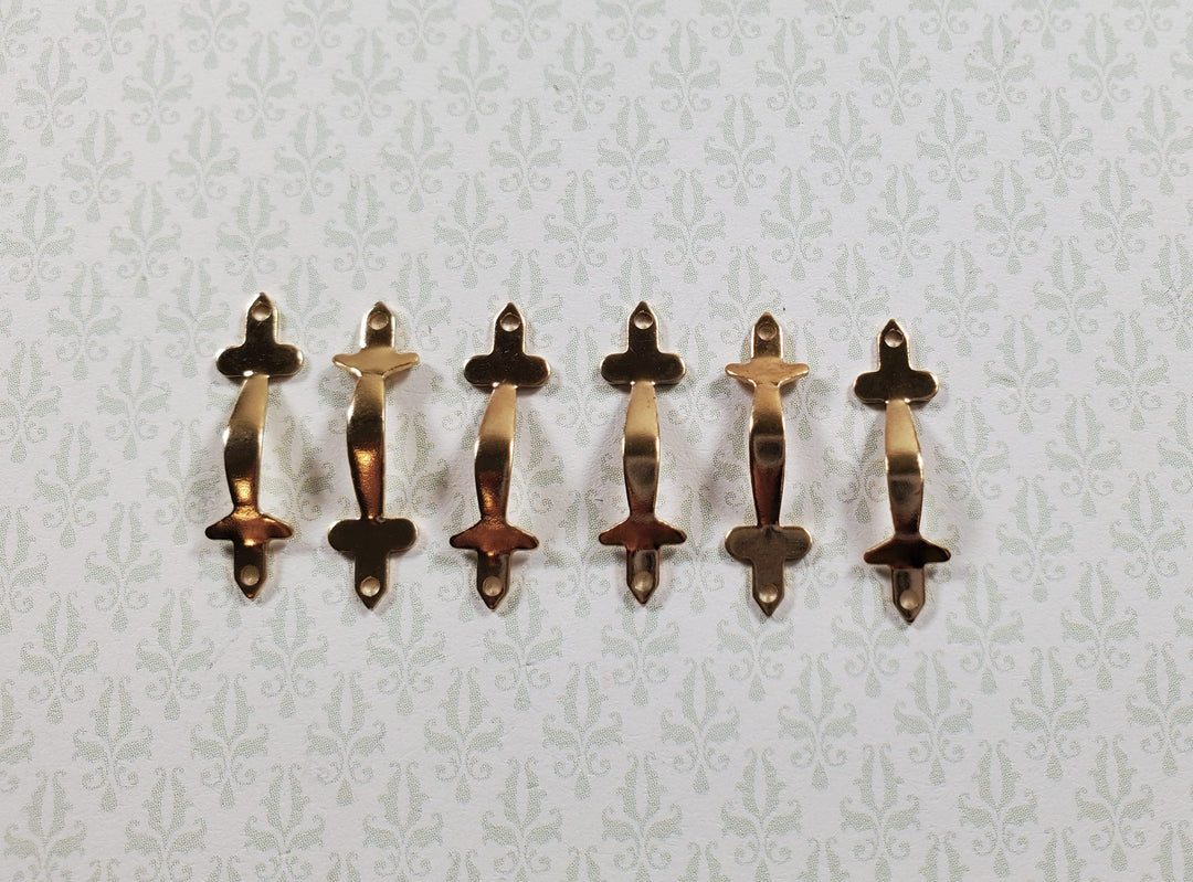 Dollhouse Miniature Drawer Pulls or Door Handles x6 Gold Brass 1:12 Scale - MiniatureCrush