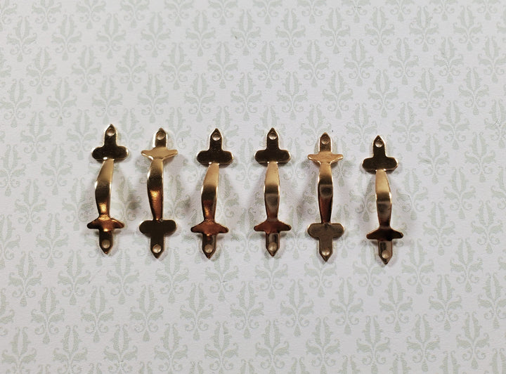 Dollhouse Miniature Drawer Pulls or Door Handles x6 Gold Brass 1:12 Scale - MiniatureCrush