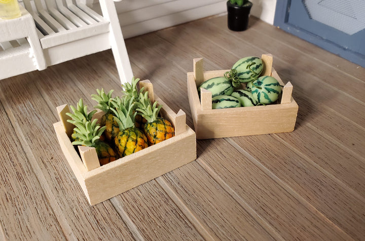 Dollhouse Miniature Fruit or Vegetable Crates x2 Stackable 1:12 Scale Wood - MiniatureCrush