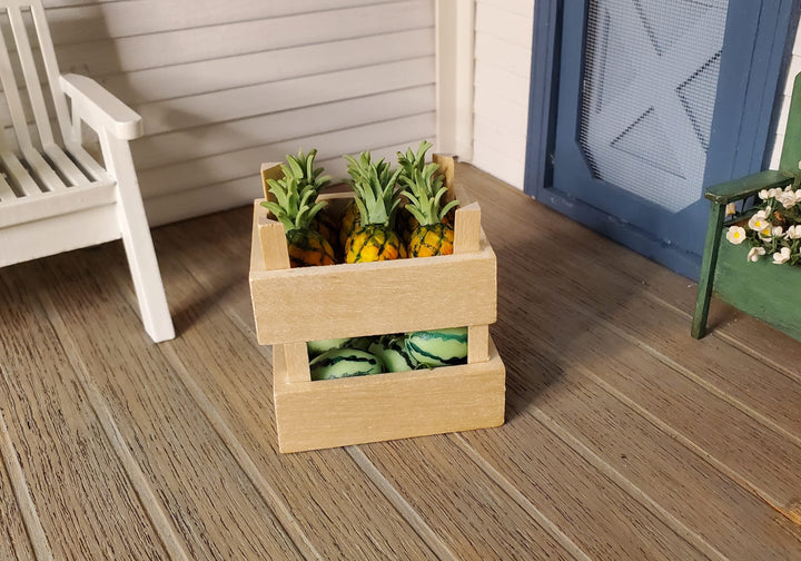 Dollhouse Miniature Fruit or Vegetable Crates x2 Stackable 1:12 Scale Wood - MiniatureCrush