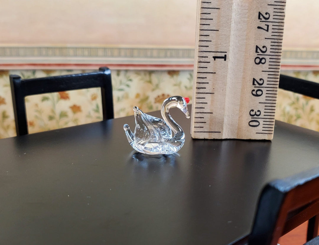 Dollhouse Miniature Glass Swan Centerpiece Sculpture 1:12 Scale Miniature - MiniatureCrush