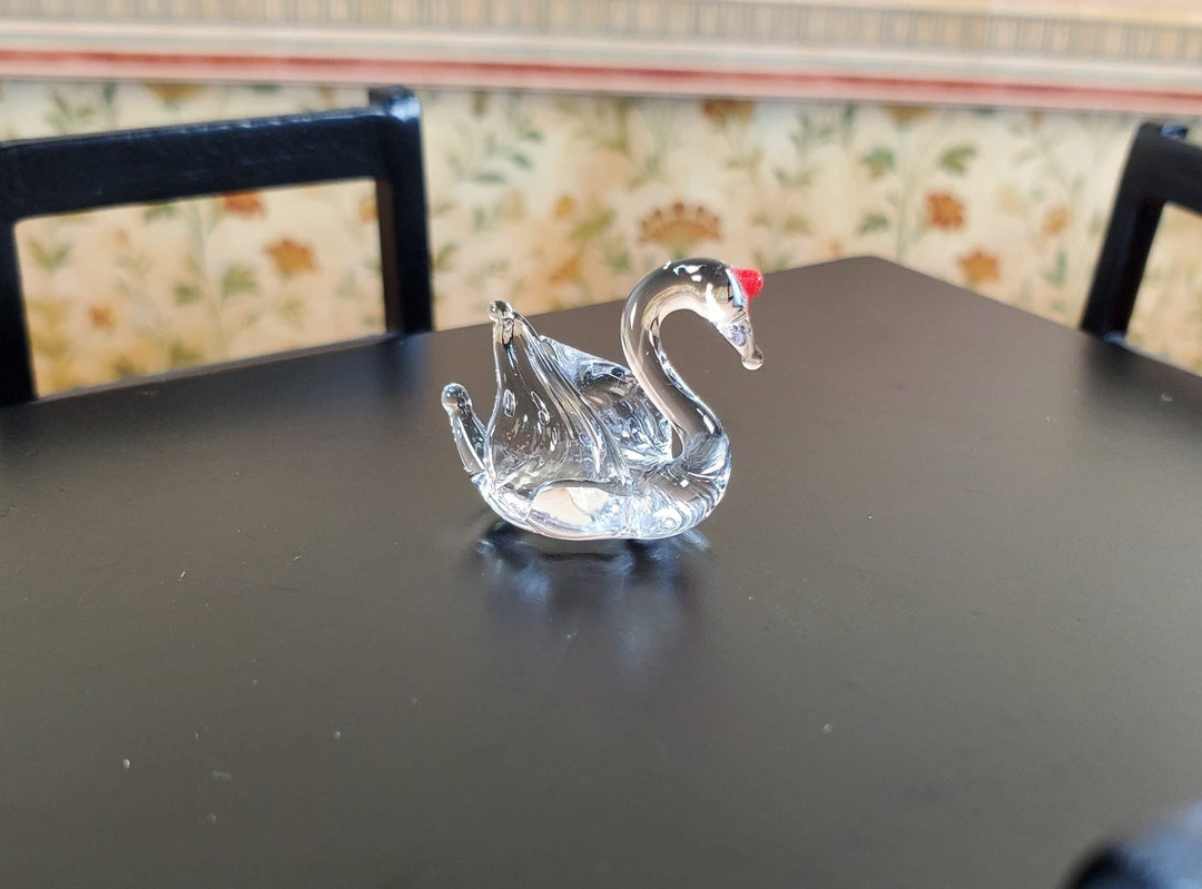 Dollhouse Miniature Glass Swan Centerpiece Sculpture 1:12 Scale Miniature - MiniatureCrush